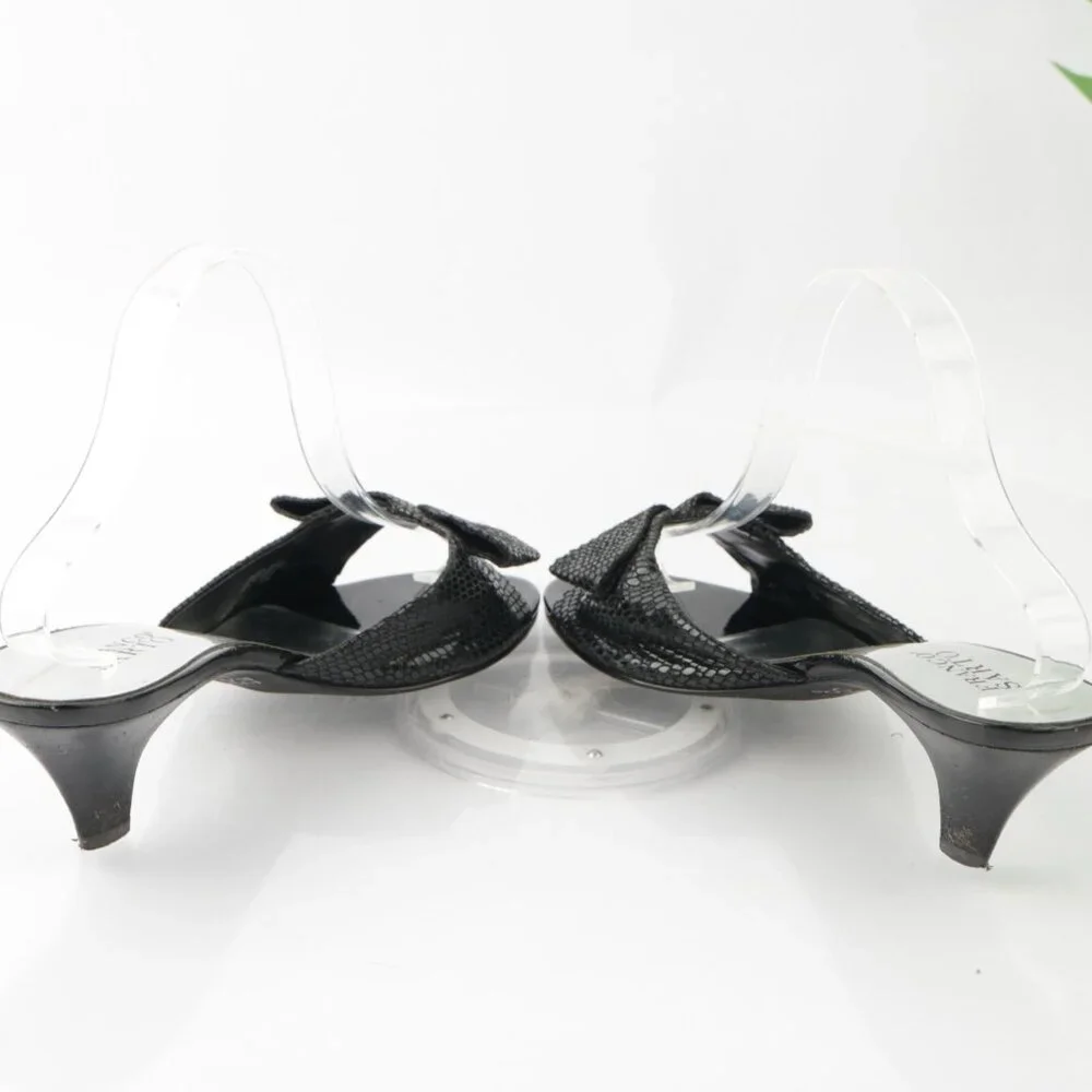 Franco Sarto Womens Narate Sandal Size‎ 9.5 Black Python Cone Heel Mule Slide